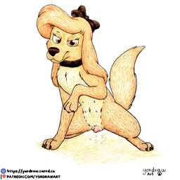 3_toes animal_genitalia animal_vulva bodily_fluids brown_body brown_fur canine_genitalia canine_vulva claws collar feet female feral fur genital_fluids genitals looking_at_viewer nipples patreon_logo patreon_username pink_nipples pink_vulva smile smiling_at_viewer solo spread_legs spreading text toes vaginal_fluids vulva yordraw disney patreon the_fox_and_the_hound the_fox_and_the_hound_2 dixie_(tfath) canid canine canis domestic_dog mammal 1:1 hi_res traditional_media_(artwork) url