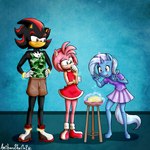 anthro clothed clothing eyebrows eyelashes female fingers footwear furniture group horn stool thin_calves thin_legs thin_thighs tongue tongue_out young anibaruthecat friendship_is_magic hasbro my_little_pony mythology sega sonic_the_hedgehog_(series) amy_rose shadow_the_hedgehog trixie_(mlp) equid equine eulipotyphlan hedgehog mammal mythological_creature mythological_equine unicorn 1:1 2023 absurd_res crossover digital_media_(artwork) hi_res