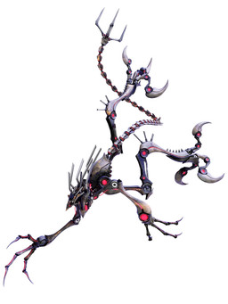 3_fingers ambiguous_gender anthro claws digitigrade falling fingers glowing long_fingers long_tail machine melee_weapon metallic_body polearm red_eyes red_glow segmented_tail simple_background solo spikes spikes_(anatomy) tail toe_claws trident weapon weapon_tail white_background wire deino_(artist) magnesium_(deino) robot robot_anthro 2014 3:4 3d_(artwork) autodesk_3ds_max_(artwork) digital_media_(artwork) full-length_portrait hi_res portrait male_(lore)