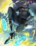 anthro athletic athletic_anthro athletic_male black_body black_fur clothing coat electricity eyewear flying fur glasses gloves green_eyes hair handwear horn lightning looking_at_viewer looking_down looking_down_at_viewer male moon necktie shirt smile solo space topwear wheel white_hair aion_kiu lifewonders tokyo_afterschool_summoners tanngrisnir_(tas) bovid caprine goat mammal digital_drawing_(artwork) digital_media_(artwork)