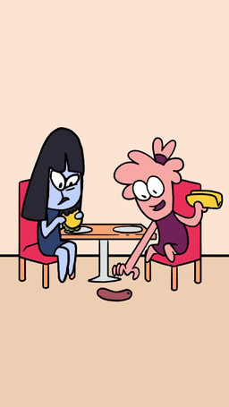 army bangs barefoot black_hair blue_body blue_skin blunt_bangs bodily_fluids burger butt chair charging cleft_chin clock clothing crowd death diner dining_table disgust disintegration dramatic dress eating eye_scar facial_scar featureless_chest featureless_crotch feet female floor food furniture gesture green_body green_skin grief group hair hand_gesture holding_food holding_object hot_dog humanoidized impatient inside kneeling long_hair male muscular muscular_male music noseless not_furry nude_humanoid nude_male picking pink_body pink_skin plate pointing ponytail poofy_hair pseudo_hair reaching restaurant running scar screaming shrug sitting table talking_to_another tears thousand_yard_stare traumatized watch wide_eyed wristwatch wristwatch_only x-ray_view yelling gooeyducktoons kat_(gooeyducktoons) bacteria_(organism) bacteria_humanoid human humanoid mammal 2025 2d_animation 9:16 animated background_music digital_media_(artwork) english_audio hi_res short_playtime sound voice_acted webm father_(lore) father_and_child_(lore) father_and_son_(lore) parent_(lore) parent_and_child_(lore) parent_and_son_(lore) son_(lore)