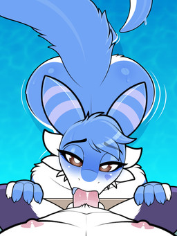 anthro big_butt biped blue_body blue_fur butt duo eyebrows eyelashes fellatio femboy front_view fur genitals looking_at_viewer male male/male male_penetrated male_penetrating male_penetrating_male multicolored_body nude oral palmorph penetration penile penis pupils sex thick_thighs conditional_dnp drako1997 palworld pocketpair beau_(vaporwaveon) dean_(drako1997) chillet pal_(species) 2025 3:4 hi_res