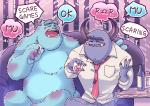 alcohol beverage comic dialogue disney horn humanoid japanese johnny_worthington male male/male monster monsters_inc muscular pixar sulley zinpatink_m