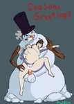 anthro balls belly big_belly bodily_fluids carrot_for_a_cock clothing cum cum_inflation cum_inside duo female genital_fluids genitals hat headgear headwear inflation male male/female nipples slightly_chubby slightly_chubby_female smoking snow snow_balls snowman thick_thighs top_hat awful_lad blizzard_entertainment overwatch mei_(overwatch) elemental_creature human humanoid living_snowman mammal mineral_fauna snow_creature absurd_res hi_res