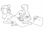 anthro clean_diaper clothed clothing diaper diaper_change diaper_package duo female folded_diaper male nude open_diaper putting_on_diaper wearing_diaper ratiofryer disney talespin kit_cloudkicker rebecca_cunningham bear mammal monochrome