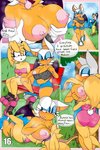 2:3 absurd_res anthro archie_comics bare_shoulders bat big_breasts blonde_hair blush bodily_fluids bra breast_grab breast_smother breast_squish breasts bunnie_rabbot clothed clothing comic dialogue duo english_text female female/female fur hair hand_on_breast hi_res jogging lagomorph leotard leporid looking_at_breasts mammal midriff nipple_slip nipples rabbit rouge_the_bat sega smothering sonic_the_hedgehog_(archie) sonic_the_hedgehog_(comics) sonic_the_hedgehog_(series) sports_bra sportswear squish strapless_bra strapless_clothing strapless_underwear surprise sweat tenting text tinydevilhorns topless underwear wings yellow_body yellow_fur
