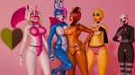 anthro bow_tie crossgender female fingers group looking_at_viewer machine mtf_crossgender nipples nude thegreenblacksoul five_nights_at_freddy's five_nights_at_freddy's_2 scottgames sister_location funtime_foxy_(fnaf) mangle_(fnaf) marionette_(fnaf) toy_bonnie_(fnaf) toy_chica_(fnaf) toy_freddy_(fnaf) animatronic avian bear bird canid canine chicken fox galliform gallus_(genus) lagomorph leporid mammal phasianid rabbit robot 16:9 2025 3d_(artwork) digital_media_(artwork) hi_res widescreen