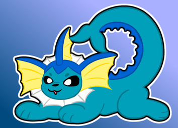 blue_body female feral long_tail lying on_front open_mouth raised_tail solo tail duckydrawz nintendo pokemon aquatic eeveelution fish generation_1_pokemon pokemon_(species) vaporeon