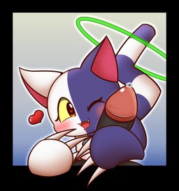 ambiguous_form bodily_fluids chibi duo erection female female_focus genital_fluids genitals humanoid_genitalia humanoid_penis male penis penis_on_face precum solo_focus koufun bandai_namco klonoa_(series) klonoa tat_(klonoa) domestic_cat felid feline felis mammal hi_res