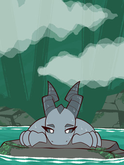 anthro areola big_breasts biped bouncing_breasts breasts cloud detailed_background eyebrows female grey_body grey_tail horn lipstick looking_at_viewer makeup mature_female navel nipples non-mammal_breasts non-mammal_navel non-mammal_nipples nude nude_anthro nude_female partially_submerged solo standing tail water wet wet_body white_eyes whygena mythology milfnir dragon mythological_creature mythological_scalie scalie 2025 2d_animation 3:4 animated frame_by_frame