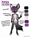 anthro breasts choker ear_piercing ear_ring female jewelry necklace nipples nude piercing ring_piercing solo text conditional_dnp hiccyart piper_padgett hyena mammal spotted_hyena english_text hi_res model_sheet