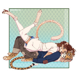 5_fingers anthro anthro_on_anthro arm_markings barefoot border bottomwear claws closed_smile clothed clothed_anthro clothed_female clothed_male clothing cuddling curly_hair digitigrade dipstick_tail duo facial_markings feet female female_anthro fingerless_(marking) fingers foot_markings fully_clothed fully_clothed_anthro fully_clothed_female fully_clothed_male fur hair hand_markings head_markings hug hugging_another interspecies leg_markings leg_warmers legs_up legwear long_hair long_tail looking_at_another looking_at_partner lying lying_on_another male male/female male_anthro markings mouth_closed on_back on_front outside_border pants pattern_background pawpads paws romantic romantic_couple side_view simple_background smile smiling_at_another smiling_at_partner spots spotted_body spotted_fur spotted_markings spotted_tail spread_toes sweater tail tail_markings tail_under_skirt text toe_claws toeless_(marking) toes topwear heskynn mil_(heskynn) cheetah felid feline jaguar mammal pantherine 2024 artist_name dated english_description