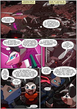 anthro biped blue_eyes brown_body brown_fur clothed clothing dialogue dialogue_box duo female fur glowing glowing_eyes lying machine male mecha on_back open_mouth speech_bubble teeth text thought_bubble kitfox-crimson in_our_shadow schorl_(kitfox-crimson) tourmaline_(kitfox-crimson) mammal marsupial murid murine rat rodent 2025 absurd_res colored comic english_text hi_res