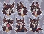 anthro blush brown_eyes brown_hair empty_eyes hair heart_symbol licking_glass male sticker sticker_pack telegram_sticker lostgoose lostgoose_(character) mammal viverrid hi_res