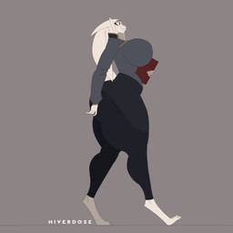 anthro belly big_breasts blinking book bottomwear breast_physics breasts butt_jiggle clothed clothing ears_down female fully_clothed fur hair high_collar holding_book holding_object jiggle_physics jiggling long_ears long_hair looking_away orange_eyes pants pivoted_ears scut_tail shirt short_tail side_profile side_view simple_background slightly_chubby smile solo tail thick_thighs tight_clothing topwear walk_cycle walking white_body white_fur hiverdose last_fables eni_siverets_(last_fables) hare lagomorph leporid mammal 1:1 animated digital_media_(artwork) short_playtime