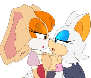 anthro armwear big_breasts big_butt big_ears black_bodysuit black_clothing black_nose black_skinsuit blue_eyes blue_eyeshadow bodysuit breast_squish breasts brown_eyes butt clothed clothing duo elbow_gloves eyelashes eyeshadow female female/female floppy_ears fur gloves handwear head_tuft kissing lop_ears makeup side_view simple_background skinsuit squish tan_body tan_fur tight_clothing topless tuft white_background white_body white_clothing white_fur white_gloves white_handwear lluanhyperzero sega sonic_the_hedgehog_(series) rouge_the_bat vanilla_the_rabbit bat lagomorph leporid mammal rabbit animated long_playtime video