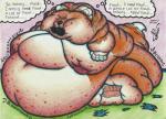 ambiguous_gender anthro body_horror cellulite deformed morbidly_obese obese onomatopoeia overweight slob solo sound_effects text f-thefirst canid canine fox mammal english_text