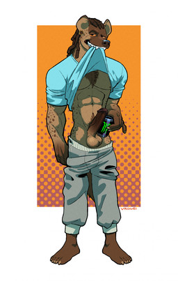 abs abstract_background anthro athletic athletic_anthro athletic_male balls barefoot beverage biceps big_balls big_penis black_coded bottomwear bottomwear_down brown_body can chest_tuft clothed clothing clothing_lift container dreadlocks ear_piercing energy_drink erection eyebrows fangs feet front_view gauged_ear genitals glans grin grinning_at_viewer holding_can holding_container holding_object humanoid_genitalia humanoid_penis looking_at_viewer male male_anthro muscular muscular_anthro muscular_arms muscular_male nipples orange_background pants pants_down partially_clothed pecs penis piercing presenting presenting_balls presenting_penis pubes purple_background raised_eyebrow shirt shirt_in_mouth shirt_lift simple_background smile smiling_at_viewer solo standing sweatpants teeth topwear tuft vein veiny_penis white_background vrobei monster_energy hyena mammal absurd_res hi_res