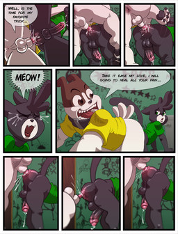 anal anal_penetration anal_tugging animal_genitalia animal_penis anthro anus balls bathroom bent_over black_body black_claws black_collar black_ears black_fur black_hair black_nose black_pawpads black_tail bodily_fluids bottomless brown_body brown_ears brown_eyes brown_fur butt canine_genitalia canine_penis claws clothed clothing collar cum dialogue duo eyes_closed fangs fur genital_fluids genitals graffiti green_clothing green_eyes green_shirt green_t-shirt green_topwear hair inside knotting leaking leaking_anus leaking_cum looking_back low-angle_view male male/male male_penetrated male_penetrating male_penetrating_male meow multicolored_body multicolored_fur multiple_angles orifice_tugging partially_clothed pawpads penetration penile penile_penetration penis penis_in_ass precum public_restroom rear_view restroom_stall sex sharp_teeth shirt short_tail speech_bubble t-shirt tail tears teeth text three-quarter_view toe_claws toilet tongue topwear two_tone_body two_tone_fur white_body white_fur white_tail worm's-eye_view yellow_clothing yellow_shirt yellow_t-shirt yellow_topwear young young_anthro charliepops charlie_(charliepops) sammy_(charliepops) canid canine canis domestic_cat domestic_dog felid feline felis mammal 2023 comic digital_media_(artwork) english_text letterbox multiple_scenes