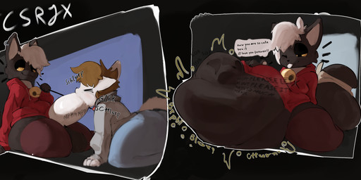 :3 abdominal_bulge ambiguous_anthro ambiguous_gender ambiguous_penetrated ambiguous_prey anthro anthro_on_anthro anthro_penetrated anthro_penetrating anthro_penetrating_anthro anthro_pred anthro_prey before_and_after begging_for_mercy bell bell_collar belly belly_on_ground big_belly big_penis biped black_belly black_body black_ears black_eyelids black_eyes black_face black_fur black_nose black_tail black_text black_tuft blep blorp blue_bottomwear blue_clothing blurred_text bottomless bottomless_anthro bottomless_male bottomwear brown_hair calling_for_release cheek_tuft churn clenched_eyes closed_smile clothed clothed_ambiguous clothed_anthro clothed_male clothing collar curved_text dark_stockings dark_thigh_highs dialogue digestion digestion_noises distorted_text drawstring_hoodie drawstring_topwear duo ear_piercing ear_ring ears_up erection eyes_closed face_imprint facial_tuft fatal_vore fellatio floating_whiskers fluffy fluffy_tail fully_clothed fully_clothed_ambiguous fully_clothed_anthro fully_inside fur genitals glistening glistening_eyes green_text grey_clothing grey_hoodie grey_topwear hair half-closed_eyes hand_on_belly hand_on_ground hand_on_leash hand_on_own_belly holding_leash holding_object hood_down hoodie huge_belly huge_penis i_love_you imminent_death imprint ineffective_clothing interrupted_speech jingle_bell jingle_bell_collar leash leash_pull leashed_anthro legwear lidded_eyes light long_sleeves looking_aside looking_at_belly looking_at_own_belly looking_at_self looking_down looking_down_at_belly looking_down_at_self low-angle_view male male/ambiguous male_anthro male_penetrating male_penetrating_ambiguous male_pred messy_hair monotone_belly monotone_body monotone_bottomwear monotone_clothing monotone_face monotone_fur monotone_genitals monotone_hair monotone_hoodie monotone_legwear monotone_penis monotone_stockings monotone_thigh_highs monotone_topwear motion_lines mouth_closed mph! muffled name_drop name_in_dialogue narrowed_eyes one_eye_closed onomatopoeia oral oral_penetration penetration penile penis penis_in_mouth piercing pointy_ears prick_ears red_clothing red_hoodie red_legwear red_stockings red_thigh_highs red_topwear ring_piercing rumbling_stomach same_size_vore satisfied sex sex_with_pred shadow shlorp side_view sitting sitting_on_ground slurping smile smug sobbing soft_vore sound_effects speech_bubble stockings tail talking_to_another talking_to_pred talking_to_prey text thigh_highs three-quarter_view tongue tongue_out topwear tuft twitter_handle unwilling_prey vore vowelless vowelless_sound_effect vowelless_vocalization white_body white_collar white_drawstring white_ears white_face white_fur white_hair white_inner_ear white_penis white_tail white_text white_tongue wrinkles_in_clothes yellow_sclera tcsrjx ashe_(kibibyte) ben_(benbendadeer) domestic_cat felid feline felis mammal 2026 absurd_res digital_media_(artwork) digital_painting_(artwork) english_description english_text full-length_portrait hi_res lighting painting_(artwork) portrait shaded signature soft_shading male_(lore)