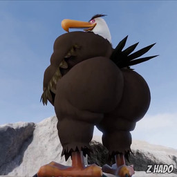 4_fingers 4_toes anthro beak big_butt black_claws black_eyebrows black_toe_claws black_toes blue_sky bouncing_butt brown_body brown_feathers butt butt_jiggle claws cloud day eyebrows eyes_closed feathered_arms feathered_wings feathers feet fingers genitals hair huge_butt jiggling looking_at_viewer looking_back looking_back_at_viewer male mature_anthro mature_male mountain multicolored_body muscular muscular_anthro muscular_male nude open_mouth outside overweight overweight_anthro overweight_male presenting purple_eyelids rear_view shaking shaking_butt sky slightly_chubby slightly_chubby_anthro slightly_chubby_male smile solo tail talons text thick_thighs toe_claws toes twerking two_tone_body white_body white_feathers white_head wings yellow_beak yellow_feet yellow_talons z_hado kabalmystic_(modeler) angry_birds rovio_entertainment sega mighty_eagle accipitrid accipitriform avian bald_eagle bird eagle sea_eagle 1:1 3d_(artwork) 3d_animation animated artist_name digital_media_(artwork) high_framerate no_sound short_playtime video watermark