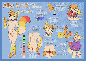 3_toes 4_fingers anatomically_correct anatomically_correct_genitalia anatomically_correct_vulva andromorph animal_genitalia animal_vulva anthro bell bell_collar blep blood blue_border blush bodily_fluids body_blush border canine_genitalia canine_vulva clitoral_fossa close-up clothed clothing collar disembodied_hand fangs feet fingers fur genitals green_eyes hair hoodie inner_ear_fluff intersex leaking_vagina long_tongue multi_nipple multicolored_body multicolored_fur nipples orange_hair panties panties_down partially_clothed pawpads spread_vulva spreading tattoo teeth text toes tongue tongue_out topwear tuft underwear underwear_down vulva vulva_blush white_body white_fur conditional_dnp mr.albafox albafox canid canine fox mammal absurd_res english_text hi_res model_sheet