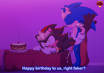 anal anal_orgasm anal_penetration anthro birthday_cake bodily_fluids cake cape clothing crown cum cum_from_ass cum_in_ass cum_inside cum_while_penetrated cumshot dessert dialogue duo ejaculation erection eyes_closed food from_behind_position furniture genital_fluids genitals gloves hair hands-free handwear headgear holding_both_legs humanoid_genitalia humanoid_penis male male/male male_penetrated male_penetrating male_penetrating_male open_mouth orgasm orgasm_face penetration penile penile_penetration penis sex simple_background smile speech_bubble standing standing_sex table tail tail_motion tailwag text tongue tongue_out ladycherrybomba sega sonic_the_hedgehog_(series) shadow_the_hedgehog sonic_the_hedgehog eulipotyphlan hedgehog mammal digital_media_(artwork) english_text hi_res