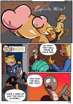 after_oral after_sex alley anthro balls balls_shrinking big_penis blush bodily_fluids cum cum_inflation cum_inside cumflated_belly dialogue duo erection gameplay_mechanics genital_fluids genitals genitals_shrinking glans gui healing_magic healing_potion health_bar health_points huge_penis humanoid_genitalia humanoid_penis hyper hyper_genitalia hyper_penis inflation male male/male nude penis penis_shrinking shocked shrinking size_transformation solo sweat tail text tired transformation whiskers loin_warrior popsicle_(loin_warrior) crocodile crocodilian felid feline mammal reptile scalie snake absurd_res comic english_text hi_res