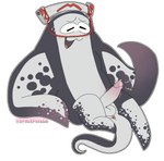 :3 anthro balls big_penis blush bodily_fluids cum erection genital_fluids genitals grey_body male nude penile penis simple_background smile solo speckled_body spread_legs spreading tail text throbbing throbbing_penis carbonatedpixelz nintendo splatoon big_man_(splatoon) animal_humanoid cephalopod cephalopod_humanoid fish human humanoid mammal manta_ray marine marine_humanoid mollusk mollusk_humanoid ray_(fish) stingray absurd_res digital_drawing_(artwork) digital_media_(artwork) hi_res