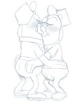 anthro blush butt butt_grab clothed clothing duo eyes_closed hand_on_butt hand_on_hip hat headgear headwear hug kissing male male/male igotdragons nickelodeon spongebob_squarepants incidental_118_(spongebob) fish marine hi_res