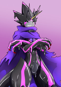 annoyed crossed_arms cybernetics goopy looking_at_viewer machine melting slime jasoned95 bandai_namco digimon cyborg digimon_(species) goo_creature gooborg gulusgammamon absurd_res hi_res portrait