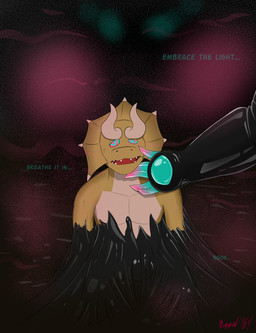 anthro bound corruption drone dronification duo encasement goo_transformation horn hypnosis latex latex_transformation male mind_control mindless open_mouth ringed_eyes solo_focus stare stuck submissive text transformation trapped riggedreded nokrull_(riggedreded) von_(jsdk) 2024 english_text hi_res