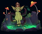 black_nails brown_hair colored_nails fantasy female fungus hair lily_pad mushroom nails nature nature_spa plant solo tunnels yellow_eyes dragon_well goblin humanoid 5:4