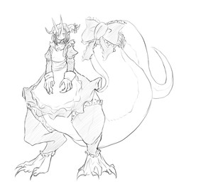 3_toes 4_fingers accessory anthro arms_down big_hands big_tail biped blank_expression bottom_heavy bow_ribbon claws clothing curved_horn digitigrade feet female fingers furgonomic_accessory furgonomics garter hair horn horn_accessory horn_bow horn_ribbon huge_tail humanoid_face humanoid_pointy_ears leg_garter long_horn long_tail looking_at_viewer maid_headdress maid_uniform multi_horn pointy_ears ribbons short_hair simple_background solo standing straight_hair straight_horn tail tail_accessory tail_bow tail_ribbon tapering_horn tapering_tail thick_tail thick_thighs toes uniform white_background wide_crotch 413s9_(artist) scalie 2026 digital_drawing_(artwork) digital_media_(artwork) full-length_portrait hi_res monochrome portrait sketch