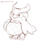 3_toes anthro avian_feet beak belly big_belly bodily_fluids bow_tie claws feathered_wings feathers feet male nude open_beak open_mouth overweight overweight_anthro overweight_male simple_background slightly_chubby slightly_chubby_male solo sweat talons text toe_claws toes white_background wings neocerapaima animal_crossing nintendo blathers_(animal_crossing) avian bird owl black_and_white hi_res monochrome signature sketch