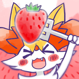 >o< ambiguous_anthro ambiguous_gender anthro biped blush blush_stickers cute_fangs cutlery fangs food fork front_view fruit holding_fork holding_object kitchen_utensils open_:3 open_mouth open_smile plant simple_background smile snout solo strawberry teeth tools annyui0611 nintendo pokemon braixen canid generation_6_pokemon mammal pokemon_(species) 1:1 2024 bust_portrait digital_drawing_(artwork) digital_media_(artwork) japanese_description portrait translated_description