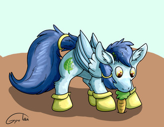 accessory carrot feathered_wings feathers feral food furgonomics galoshes gardening hair_accessory hair_ring horse_tail jewelry looking_down plant quadruped ring solo tail tail_accessory tail_jewelry tail_ring timelapse_at_source vegetable wings gyrotech hasbro my_little_pony mythology fan_character equid equine mammal mythological_creature mythological_equine pegasus hi_res
