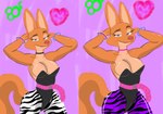 anthro big_breasts breasts clothing costume female huge_breasts leg_markings markings pose dreamworks the_bad_guys diane_foxington canid canine fox mammal hi_res pinup