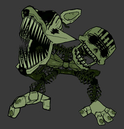 2_heads all_fours anthro black_lips bone bow_tie creepy endoskeleton female green_body grey_background horror_(theme) human_skull lips looking_at_viewer machine multi_head open_mouth sharp_teeth simple_background skull solo teeth white_eyes cryptiacurves cryptiacurves_(modeler) five_nights_at_freddy's five_nights_at_freddy's_2 five_nights_at_freddy's_3 scottgames mangle_(fnaf) phantom_mangle_(fnaf) animatronic ghost monster robot robot_anthro spirit 3d_(artwork) cel_shading digital_media_(artwork) full-length_portrait portrait shaded