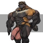 5_fingers abs anthro armpit_hair balls barazoku beard biceps big_balls big_butt big_muscles big_pecs big_penis biped black_nose body_hair brown_armpit_hair brown_beard brown_body brown_eyebrows brown_facial_hair brown_fur brown_hair brown_pubes butt circumcised circumcision_scar claws deltoids eyebrows facial_hair finger_claws fingers flaccid fur genital_scar genitals glans grey_background grey_body grey_fur hair hand_on_butt hand_on_own_butt huge_balls huge_muscles huge_penis humanoid_genitalia humanoid_hands humanoid_penis hyper hyper_balls hyper_genitalia hyper_muscles hyper_penis looking_at_viewer male male_anthro manly multicolored_body multicolored_fur muscular muscular_anthro muscular_male nipples nude nude_anthro nude_male orange_body orange_fur pecs penis pink_balls pink_glans pink_nipples pink_penis pubes quads scar serratus short_hair simple_background solo standing tail teeth three-quarter_view trapezius triceps vein veiny_penis white_background oldshep logan_kushner gulonine mammal mustelid musteline wolverine 1:1 digital_media_(artwork) portrait signature three-quarter_portrait