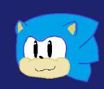 :3 black_eyes blue_background blue_body blue_fur blue_quills conjoined_eyes fur male quills_(anatomy) simple_background smile solo justtaylor classic_sonic_(universe) sega sonic_the_hedgehog_(series) classic_sonic sonic_the_hedgehog eulipotyphlan hedgehog mammal blue_theme headshot_portrait low_res portrait