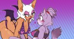 anthro ass_up big_breasts bikini bikini_top breasts clothing duo female female/female flirting nipple_outline swimwear two-piece_swimsuit crowmatose sega sonic_the_hedgehog_(series) blaze_the_cat rouge_the_bat bat domestic_cat felid feline felis mammal absurd_res hi_res