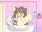 anthro anthro_penetrated bathroom bathtub black_hair blush cowgirl_position curtains duo female female_penetrated from_front_position fur green_body green_eyes grey_body grey_fur hair heart_eyes heart_symbol male male/female male_penetrating male_penetrating_anthro male_penetrating_female on_bottom on_top penetration penile penile_penetration penis_in_pussy sex tail teeth tongue vaginal vaginal_penetration milkis2000 canid canine canis mammal rodent sciurid tree_squirrel wolf 4:3 animated short_playtime