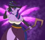 2015 absurd_res anthro anthrofied b00mt00b big_breasts breasts cleavage clothed clothing equid equine female friendship_is_magic glowing hair hasbro hat headgear headwear hi_res holding_object horn huge_breasts long_hair looking_at_viewer mammal my_little_pony mythological_creature mythological_equine mythology purple_body purple_eyes purple_skin solo staff twilight_sparkle_(mlp) unicorn witch_hat
