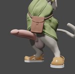 animal_genitalia bag balls clothed clothing footwear genitals male partially_clothed penis sheath shoes solo tail mindkog space_dandy meow_(space_dandy) betelgeusian mammal 3d_(artwork) digital_media_(artwork)