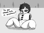 dialogue female looking_at_viewer not_furry outside snowman solo spread_legs spreading text unknown_artist abcs_with_olaf disney frozen_(disney) snowy_(disambiguation) 4:3 english_text greyscale monochrome