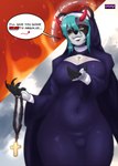 alternative_fashion anthro beads belly big_breasts black_lipstick breasts bulge clothing evil_grin female goth gynomorph intersex lipstick makeup nun nun_outfit prayer_beads rosary smile text tight_clothing victorian_goth erharia bear mammal absurd_res english_text hi_res huge_filesize