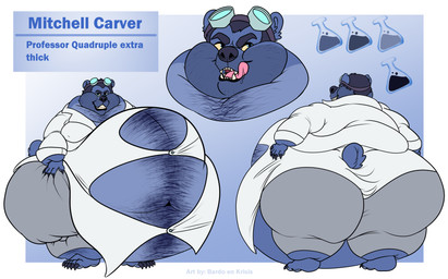 anthro belly belly_overhang clothed clothing male overweight overweight_anthro overweight_male scientist text bardo_en_krisis scientist_bear bear mammal absurd_res hi_res