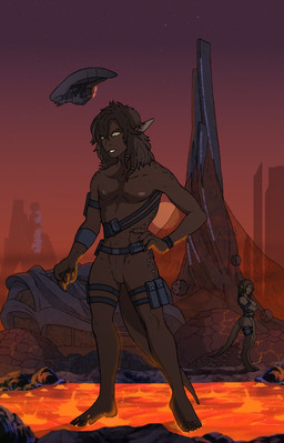 aircraft barefoot belt city duo feet female future male nude rock vehicle aleone animal_humanoid humanoid lizard reptile scalie warm_colors