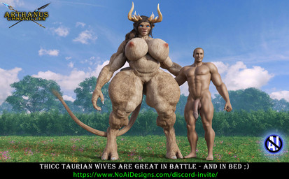 abs anthro biceps big_breasts big_penis breasts duo female genitals glans horn huge_breasts huge_penis male male/female muscular muscular_female muscular_male muscular_thighs nipples nude penis size_difference smaller_human spread_legs spreading tail text thick_thighs vulva noaidesigns european_mythology greek_mythology mythology bovid bovine human mammal minotaur mythological_creature 3d_(artwork) digital_media_(artwork) english_text hi_res url widescreen